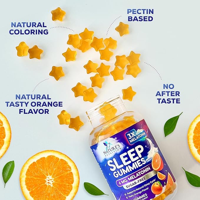 Melatonin Sleep Gummies Sugar Free - 6 mg Natural Melatonin Sleep Gummies for Adults, Extra Strength Sleep Gummy Supplements, Occasional Sleeping Support Supplement, Gomitas para Dormir - 60 Gummies