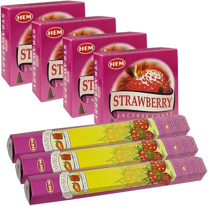 Strawberry Incense Sticks and Cone Incense Holder Variety Pack Bundle insence insense insienso