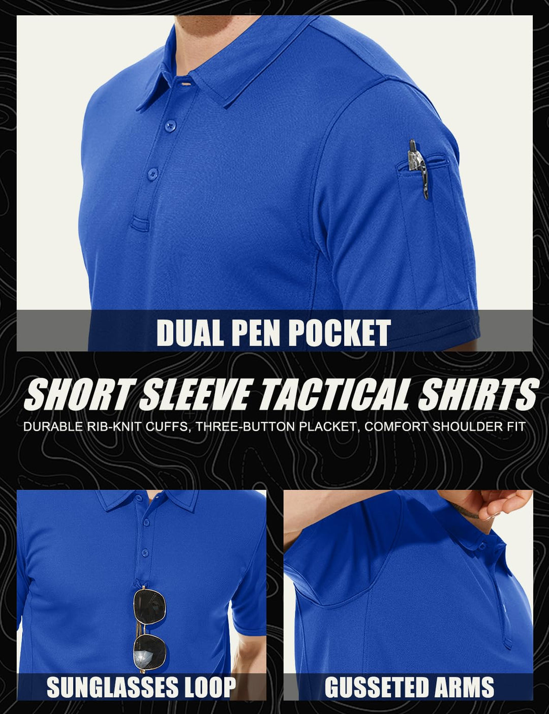 MAGCOMSEN Work Polo Shirts for Men Golf T-Shirts Quick Dry Shirts Summer Shirts Golf Polo Shirts for Men Blue S