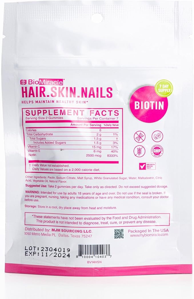 BioMiracle Hair, Skin, Nails Gummies 14ct (4 Pack) Month Supply
