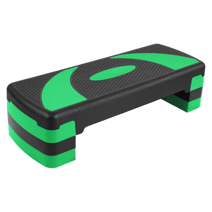 BalanceFrom 31-Inch Lightweight Portable Adjustable Height Workout Aerobic Stepper Step Platform Trainer, Black/Green