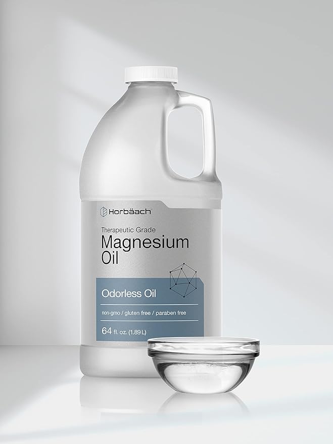 Horbäach Magnesium Oil | 64 fl. oz | Therapeutic Grade | Vegetarian, Non-GMO, Gluten Free, and Paraben Free Odorless Formula