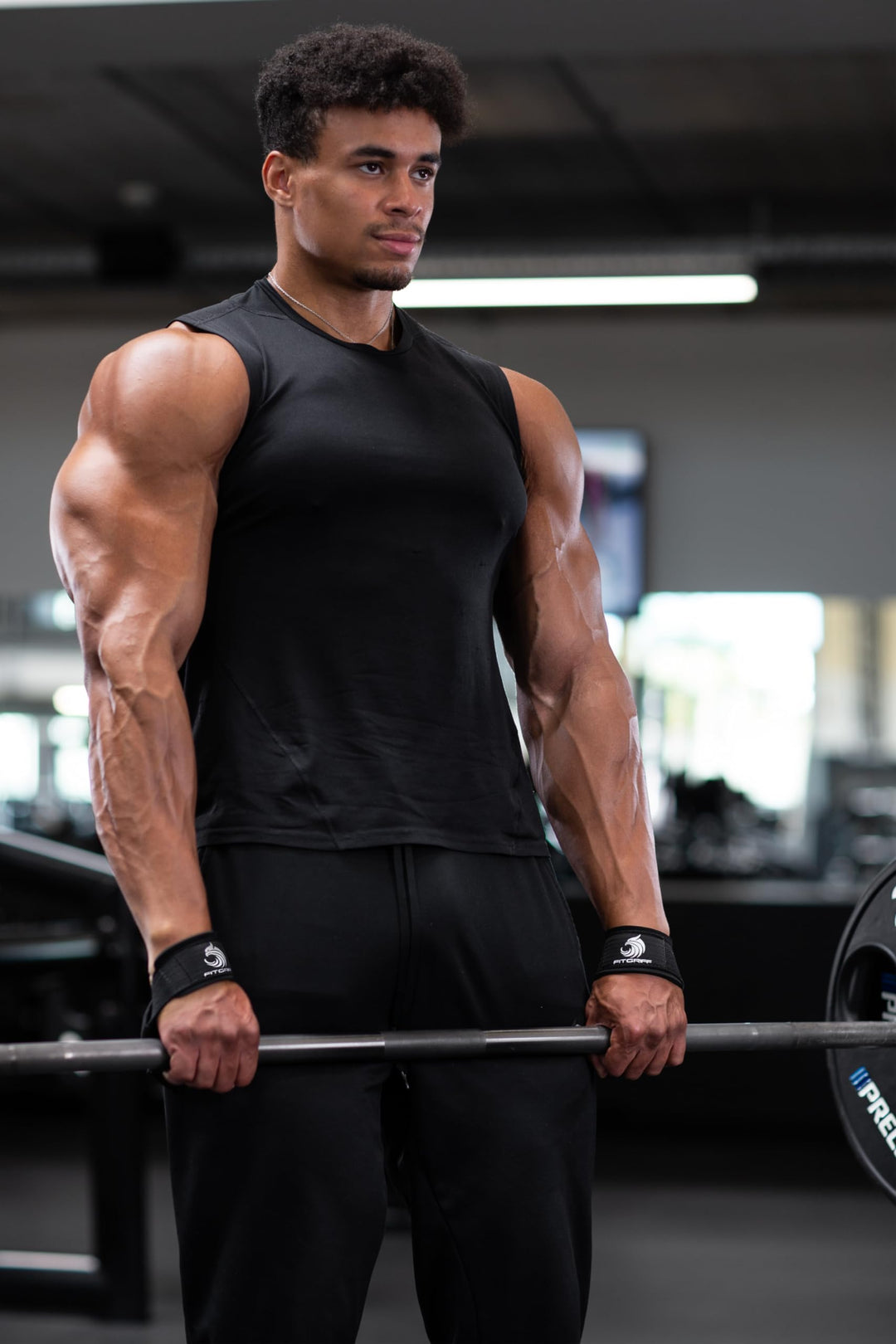 Fitgriff® Lifting Wrist Straps for Weightlifting, Gym, Deadlift, Workout (Made of Premium Cotton & Padded) - Men & Women (XS, Black (Silicone-Grip))