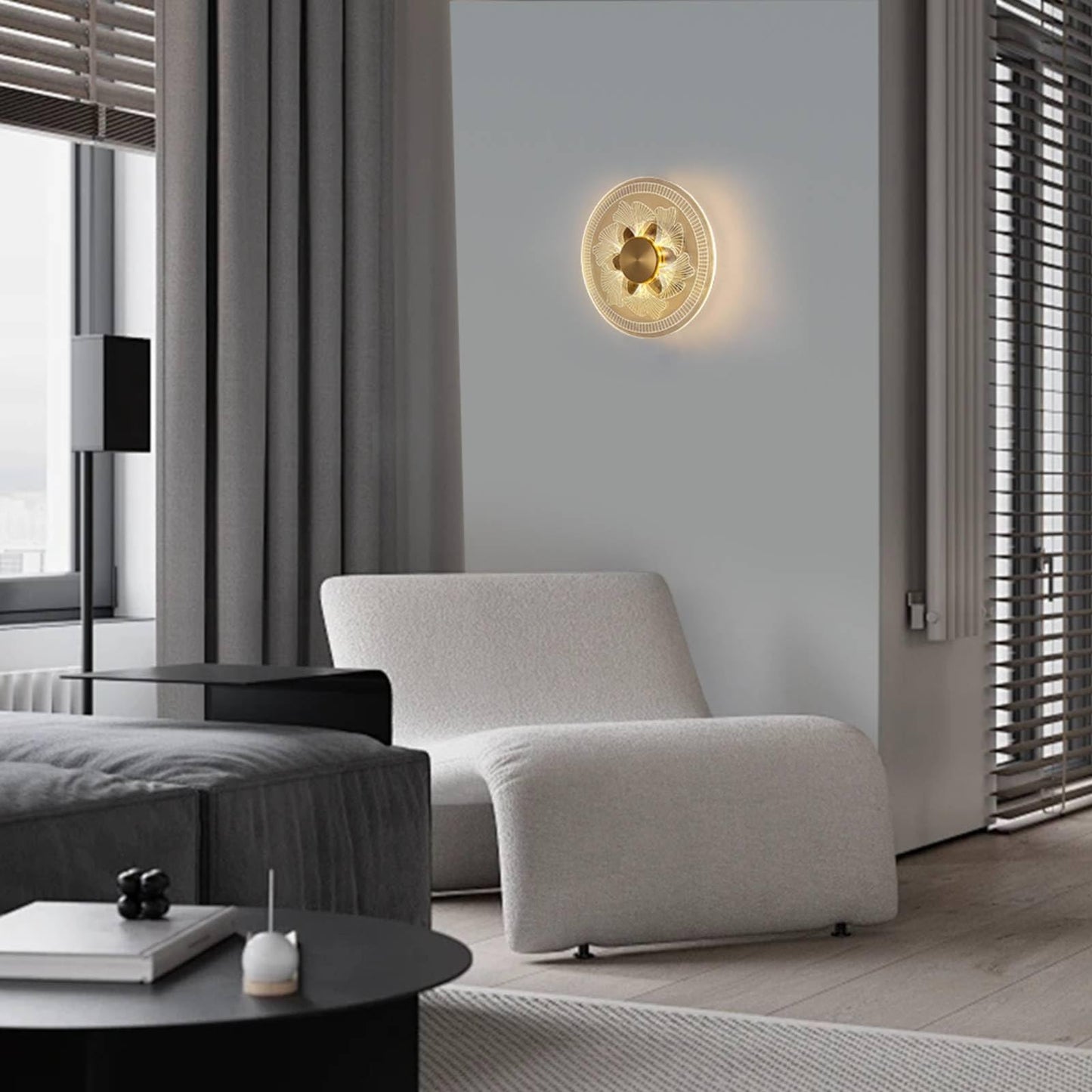 APAKA Modern LED Wall Lamp, 12W Wall Sconce Round, Acrylic Flower Pattern Wall Light, Decorative Lighting Fixtures for Bedroom Living Room Hallway Aisle Balcony Stairs, 3000K/4500K/6500K