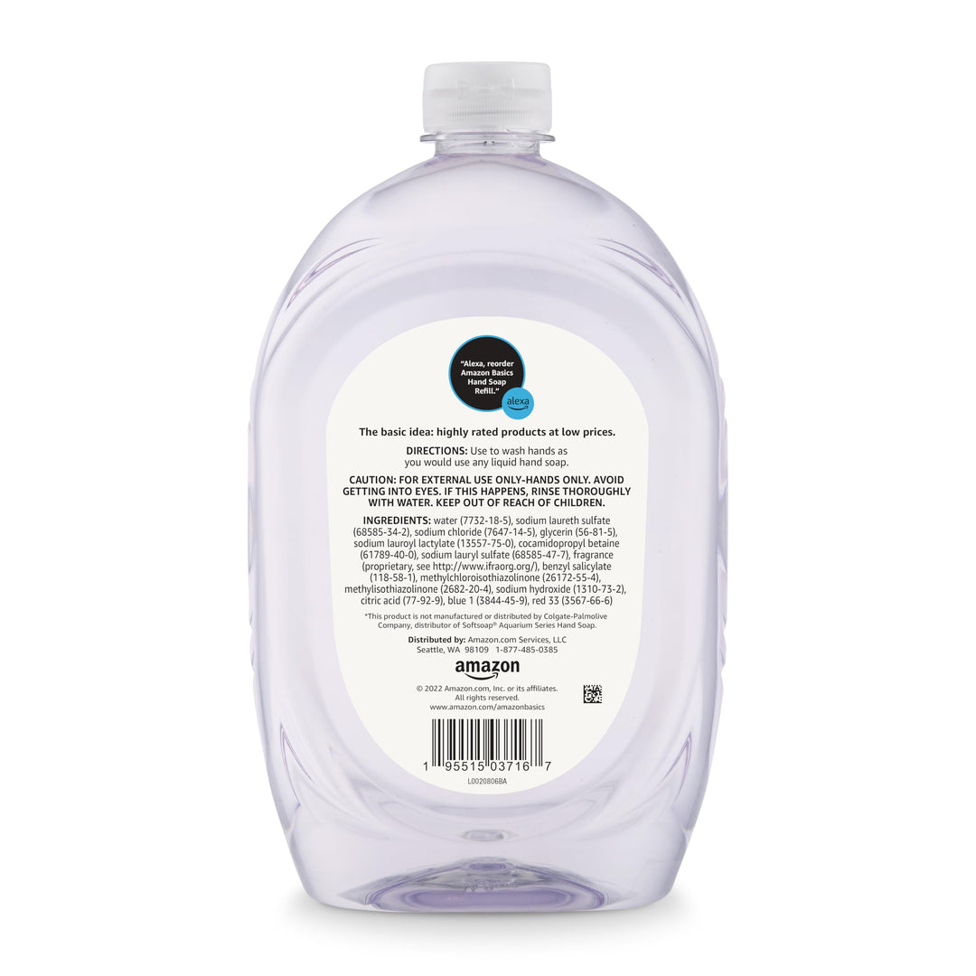 Amazon Basics Gentle & Mild Clear Liquid Hand Soap Refill, Triclosan-Free, 50 Fl Oz (Pack of 2) (Previously Solimo)