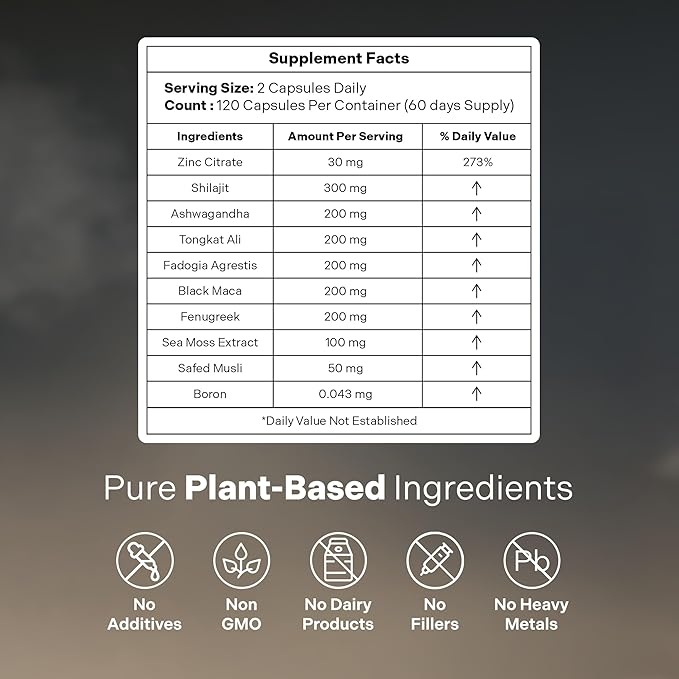 ATLAS X 10-in-1 Masculinity Maximiser Supplement for Men - Energy, Strength & Vitality Capsules with Shilajit, Ashwagandha, Zinc, Safed Musli, Tongkat Ali, Black Maca, Fadogia Agrestis, 2 Month Supply