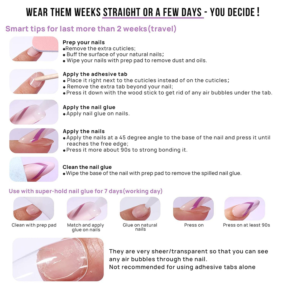 BTArtbox Press On Nails Short - French Tip Press On Nails, Almond Fake Nails White with Nail Glue, Fit Perfectly & Natural Reusable Stick On Nails in 15 Sizes Glue On Nails Kit, White French