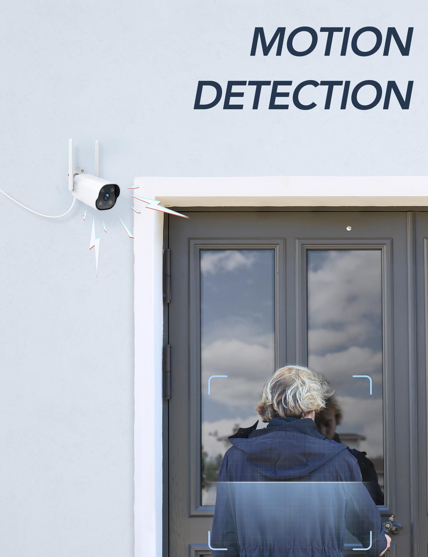 GNCC GT1Pro 2K Outdoor Security Camera, CCTV Camera for Home, IP65 Weatherproof, Night Vision, AI Motion Detection, Siren Alarm, 2-Way Audio, Works with Alexa & Google, 2.4GHz WiFi, Wired 9.8 FT / 3m