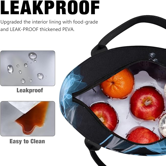 Aosbos Large Lunch Bags for Adult Lunch Box for Women Insulated LunchBox Soft Cooler Tote Bag Food Organizer Holder Lunchbag Black Dream Flower