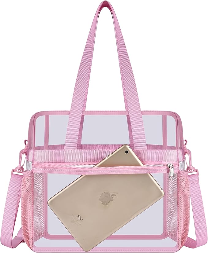 USPECLARE Clear Tote Stadium Approved, Security Travel & Gym Clear Bag for Work Sports Games Concerts