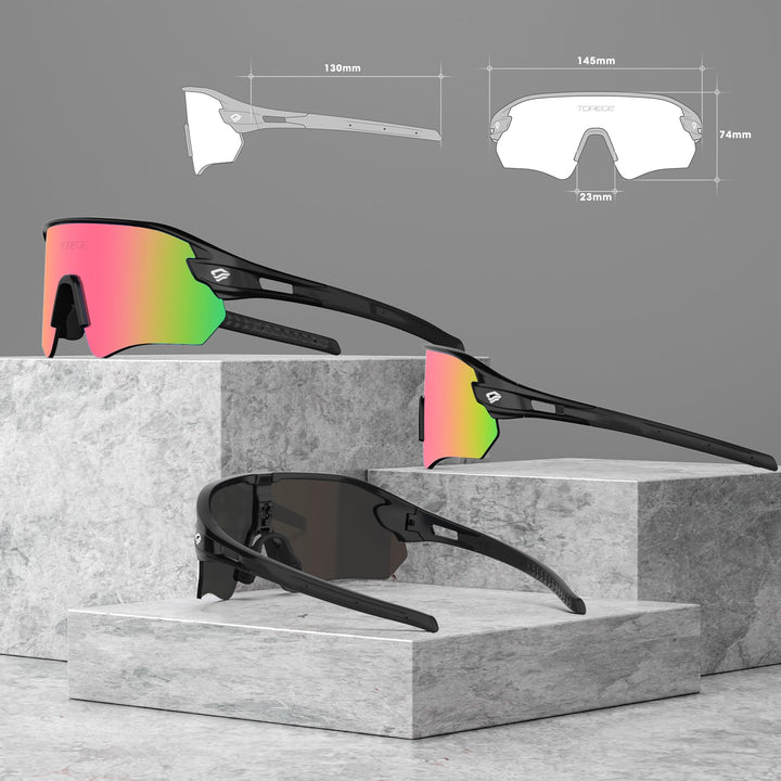 Sunglasses for Men Women Bike Cycling Fishing Running Driving Mountaineering Sports Sunglasses UV Protecting Non-Polarized Z87 TR02EV (Black Black&Golden REVO)