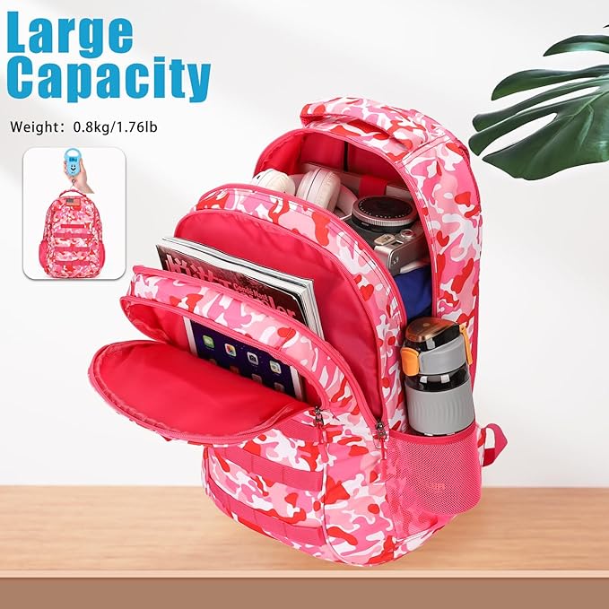 4land Camo Backpack for Boys,Army Boys Backpacks for Elementary Middle School Military,Camouflage Bookbag 40L