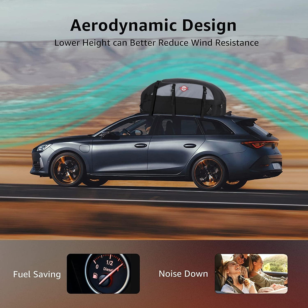 Car Rooftop Cargo Carrier Roof Bag, 20 Cubic Feet Waterproof Roof Top Cargo Carrier fit Car with Without Luggage Rack - Vehicle Soft Shell Roof Cargo Box with Tie-Down Strap, Safety Hook & Storage Bag