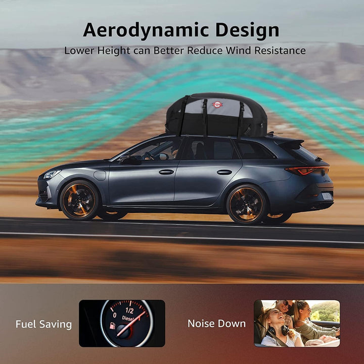 Car Rooftop Cargo Carrier Roof Bag, 20 Cubic Feet Waterproof Roof Top Cargo Carrier fit Car with Without Luggage Rack - Vehicle Soft Shell Roof Cargo Box with Tie-Down Strap, Safety Hook & Storage Bag