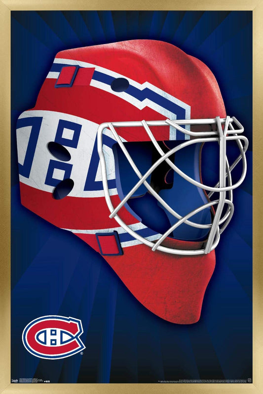 Trends International NHL Montreal Canadiens - Mask 16 Wall Poster, 14.725" x 22.375", Gold Framed Version