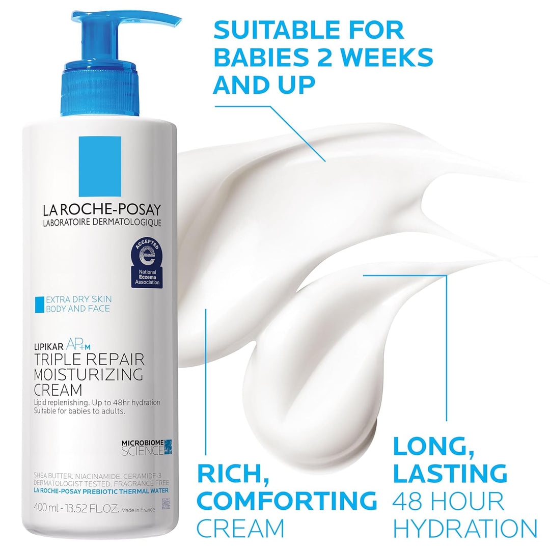 La Roche-Posay Lipikar AP+ Moisturizing Cream – Face & Body Lotion For Dry Skin | Shea Butter & Niacinamide
