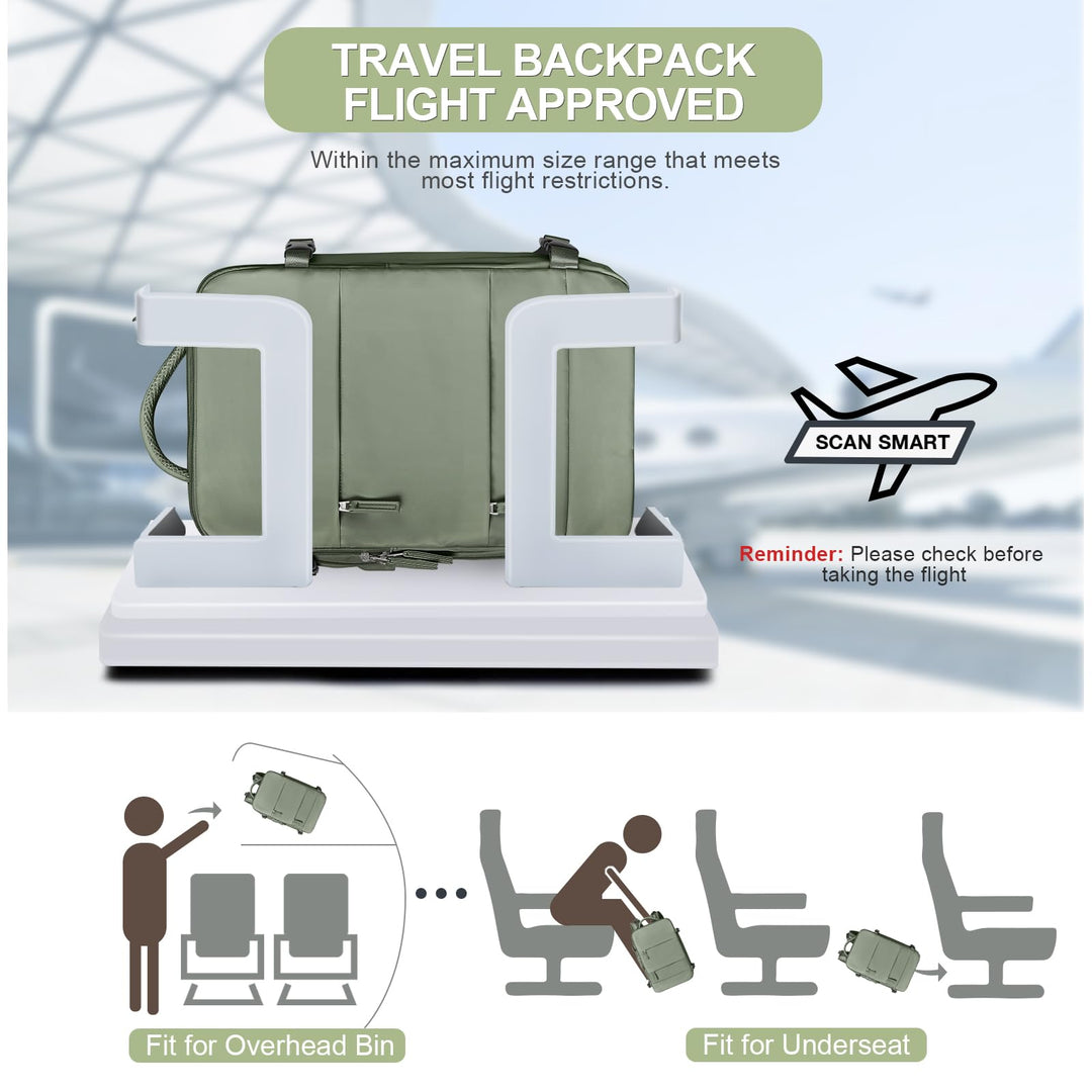 coofay Large Travel Backpack For Women Men Airline Approved Carry On Backpack Flight Approved Waterproof Sports Luggage Backpack Casual Daypack Small Hiking Backpack Grey Green