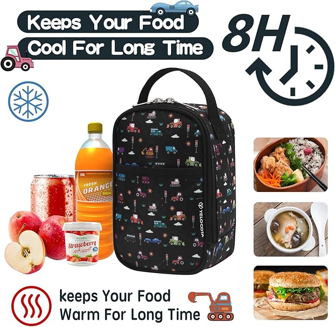 Yelocota Small Cooler Bag- Snack Bag- Insulated Lunch Bag for Kids- Lunch Thermal Bags- Exact Designed for Insulated Food Jar below 27oz-Lunch Tote Bag for Child,Men,Women