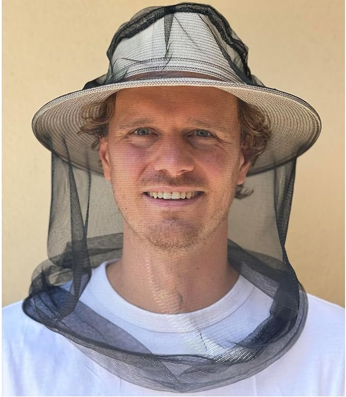 Mosquito Head Net for Insect, Fly & Bug Protection - Quality Mesh Netting for Travel, Camping, Gardening, Safari & Fishing - Fits All Type of Hats for Men & Women