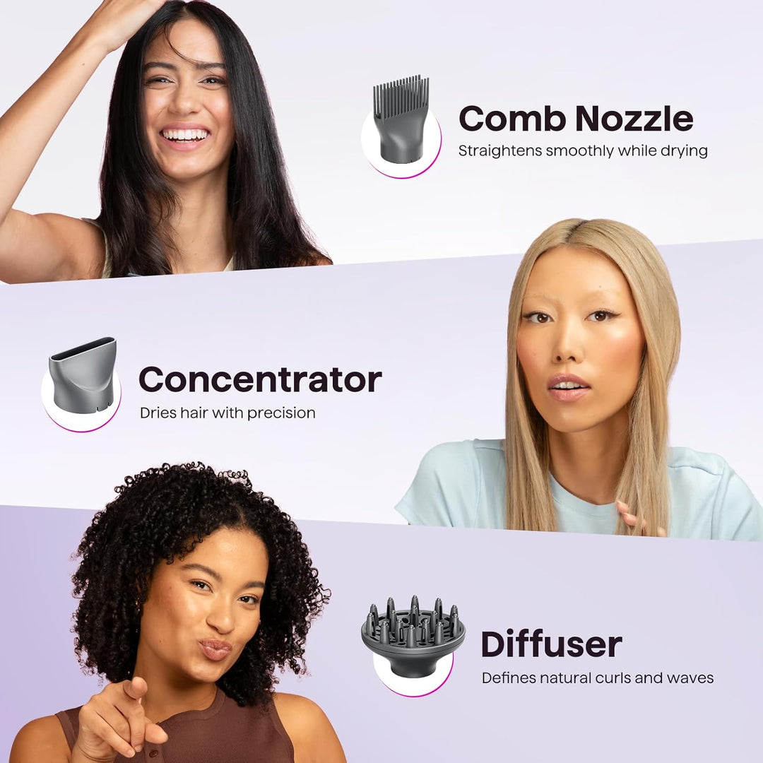 Wavytalk 1875W Ionic Hair Dryer | Diffuser & Comb for Curly Hair | Green