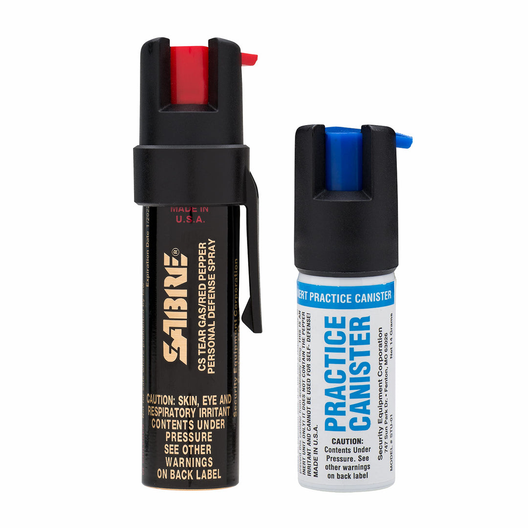 SABRE Advanced Pepper Spray, 3-in-1 Formula Contains Maximum Strength Pepper Spray, CS Military Tear Gas and UV Marking Dye, Compact Belt Clip for Easy Carry and Fast Access, 35 Bursts, 0.67 fl oz