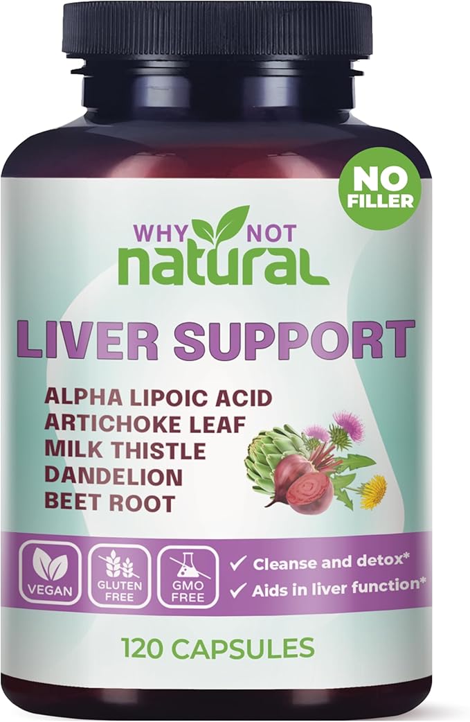 Why Not Natural 5-in-1 Liver Health Formula Supplement for Detox and Cleanse with Milk Thistle Support - 120 Capsules