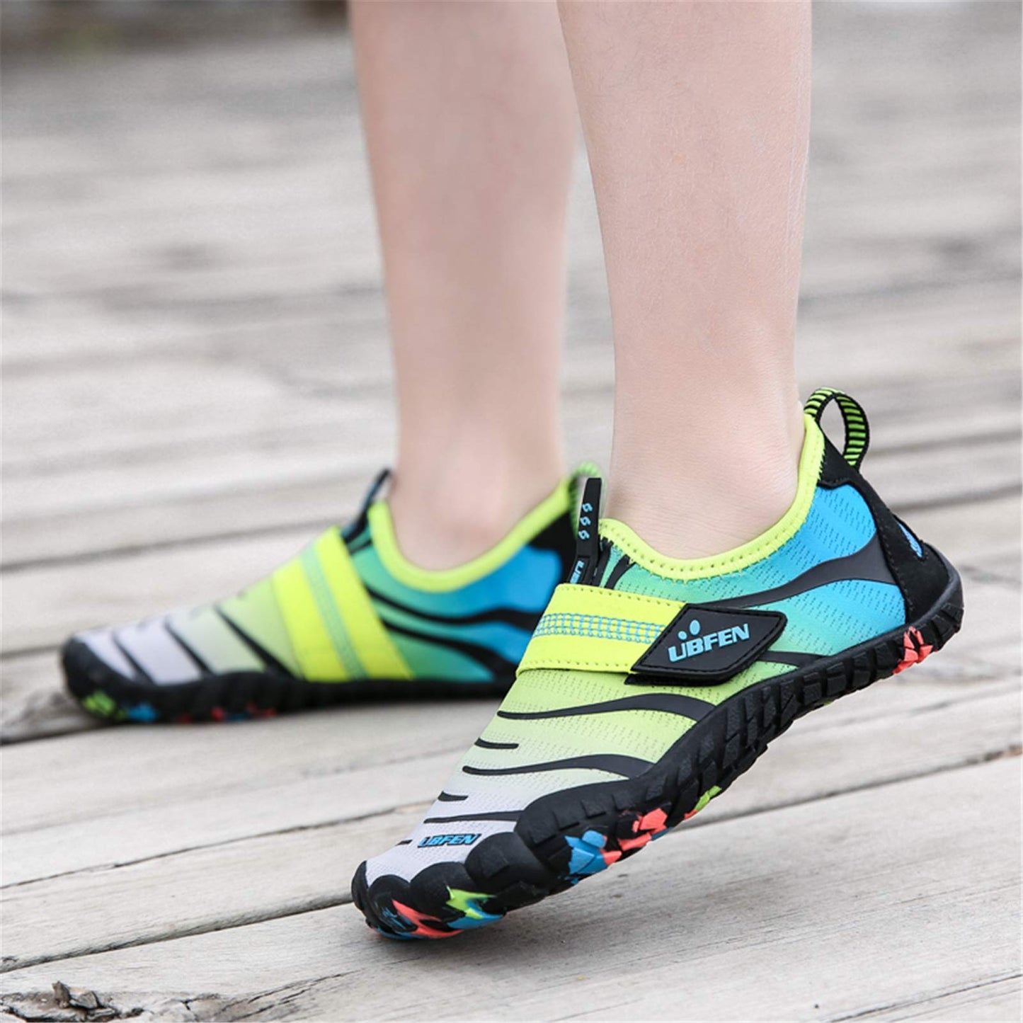UBFEN Water Shoes for Kids Boys Girls Aqua Socks Barefoot Beach Sports Swim Pool Quick Dry Lightweight Toddler Little Big Kid B Blue Grey 8 Toddler
