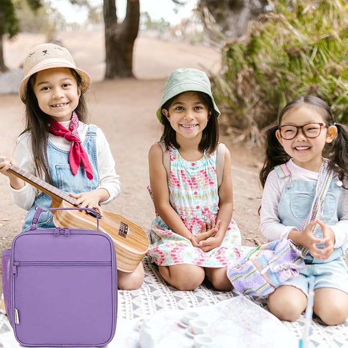 Lunch Box for Kids Boys Girls Men Women, Insulated Small Soft Cooler Lunch Bag Kit for School Work Picnic Travel - Reusable Portable lunchbox, Purple