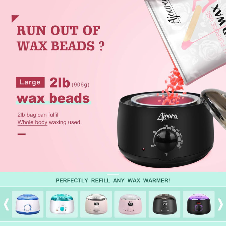 1Lb Hard Rose Wax Beans | Full Body Hair Removal | Refill for Wax Warmer