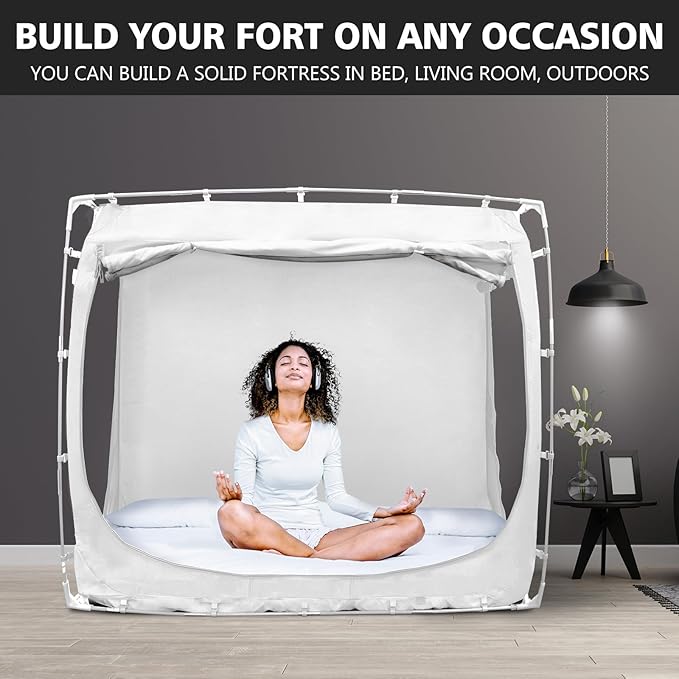 Bed Tent Bed Canopy Queen Size Tents for Adult and Kids- Original Design Portable Dream Tent Indoor Sleeping Tents 80% Blackout with 3 Doors Breathable Big Space Tents