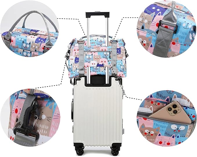 Travel Duffle Bag Weekender Overnight Bag Gym Tote with Dry and Wet Separated Pocket for Women Girls Shoulder Workout Duffel Bag Water Resistant (rainbow unicorn)