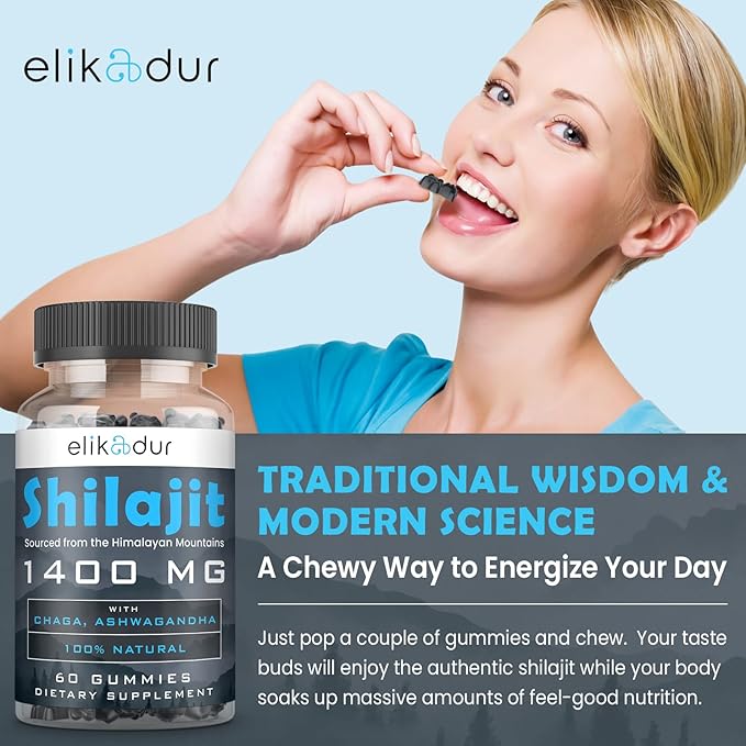 1400 MG Shilajit Gummies, Organic Shilajit Gummies with 85+ Trace Minerals, Fulvic Acid, Shilajit for Men & Women, Shilajit Resin, Shilajit Himalayan Organic for Energy, Sugar-Free, 60 Count