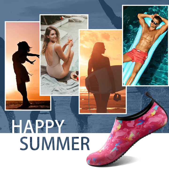 Water Socks for Women Men Adult Aqua Swim Shoes Beach River Pool Barefoot Yoga Exercise Wear Sport Accessories Quick-Dry Must Haves Size 5-6Women/4-5Men(N-Warren Rose)