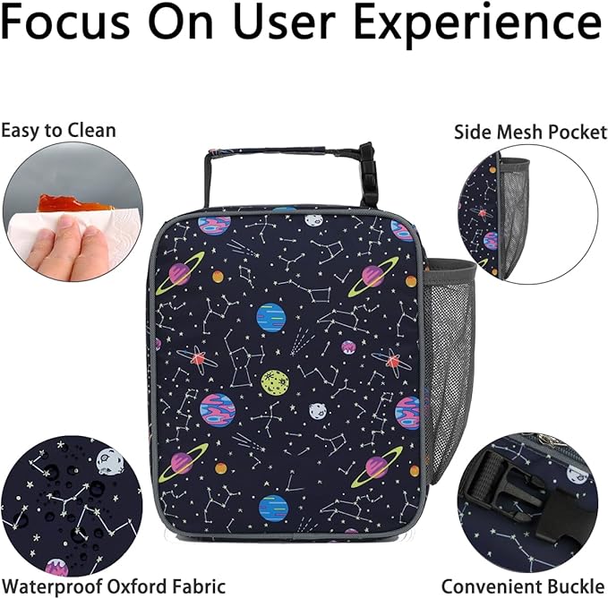 Lunch Box for Kids Boys Girls Men Women, Insulated Small Soft Cooler Lunch Bag Kit for School Work Picnic Travel - Reusable Portable lunchbox,Stars