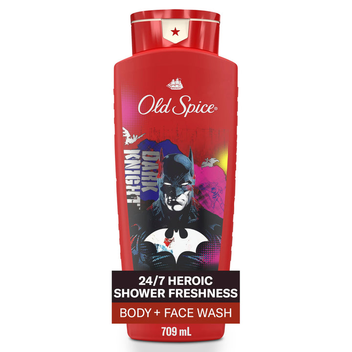 Old Spice Cleansing Body Wash for Men, 3X Defense, 24/7 Shower Fresh with Lasting Scent, 2-in-1 Body & Face Wash, Smell Like a Hero, Batman, Black Cherry and Nightfall Scent, 24 oz