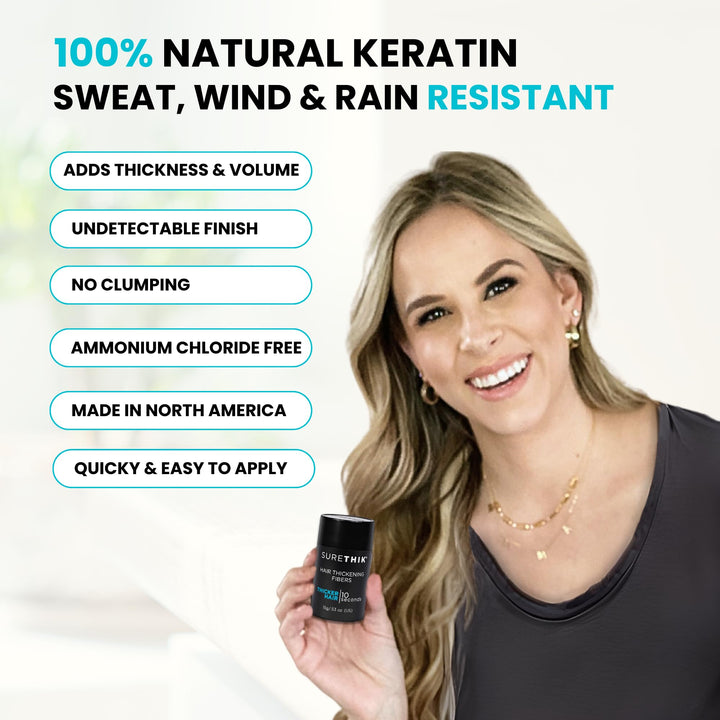 SURETHIK Medium Brown Hair Fibers for Thinning , Building Hair Fibers, Instantly Fuller Looking for Men & Women, 30g