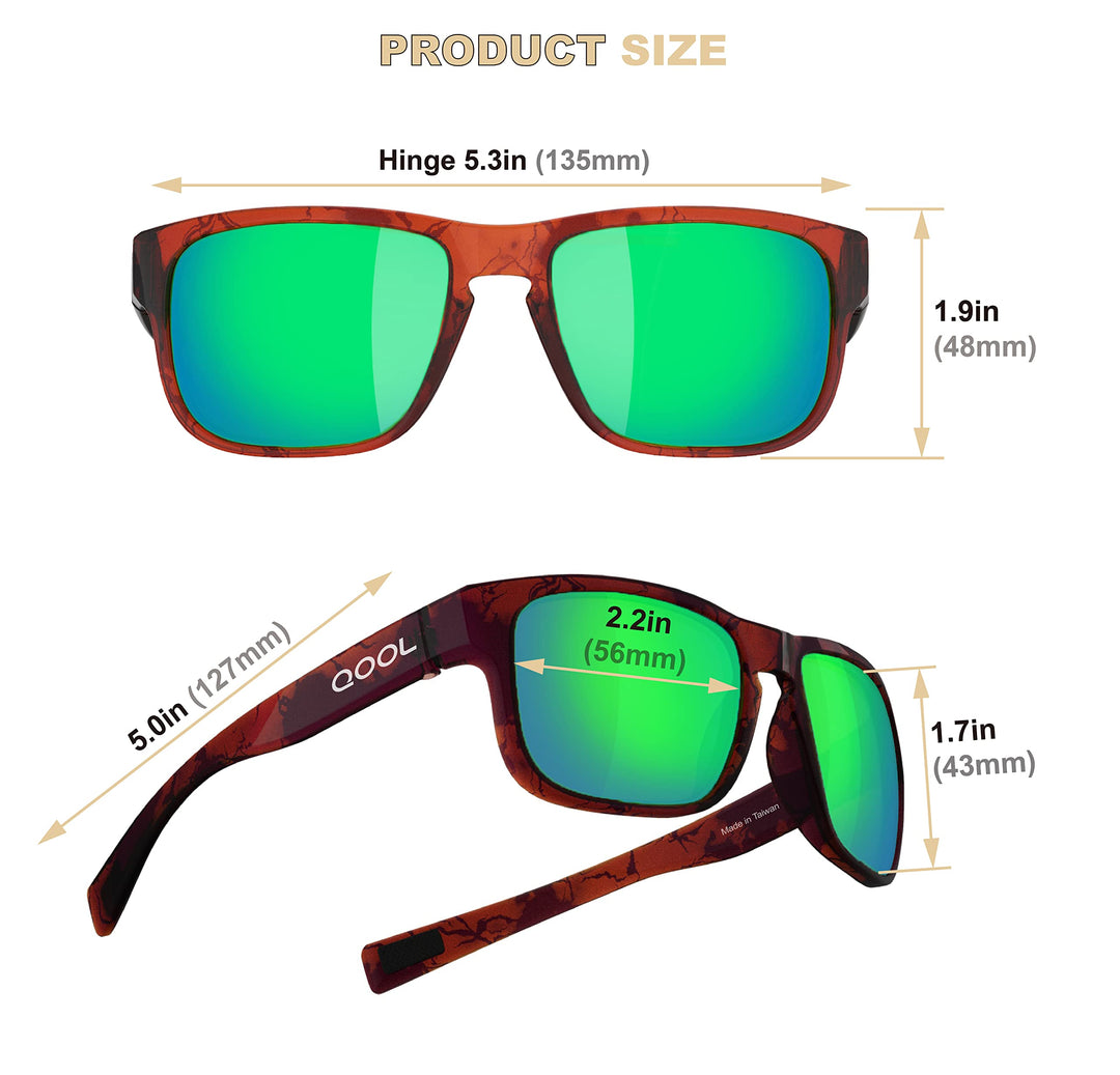QOOL TIMES Living out your F11 HD Polarized green lens Casual Sunglasses Men Women Running Driving