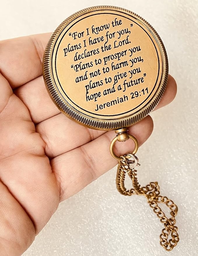 Religious Gifts for Men Engraved Compass for I Know The Plans -God, Camping Compass Christian Gifts Catholic Boys Girls Baptism Communion Inspirational Graduation Gifts