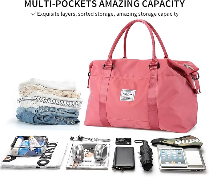 Travel Duffel Bag,Sports Tote Gym Bag,Shoulder Weekender Overnight Bag for Women