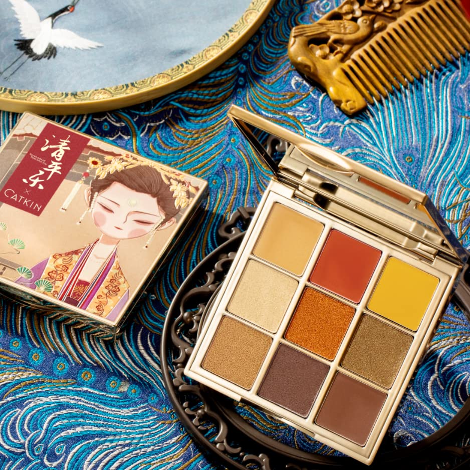 Catkin Eyeshadow Palettes 9 Blendable Shades Smooth Long Lasting Eyeshadow Matte and Glitter Eye Makeup Highly Pigmented Makeup Palettes C09 SUNSET