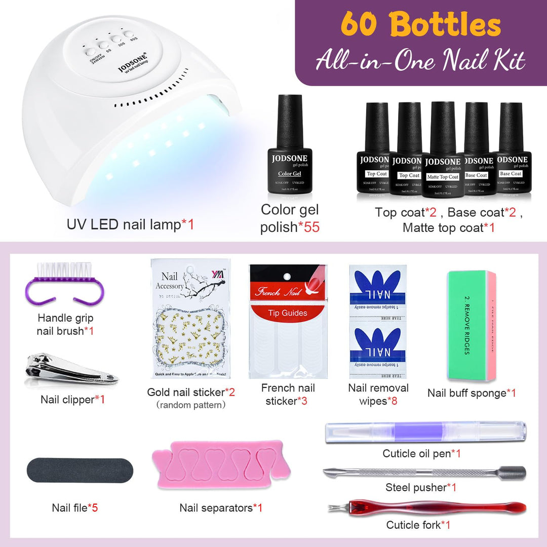 32+4 Pcs Gel Nail Polish Kit | Glitter Soak Off Gel for DIY Manicure