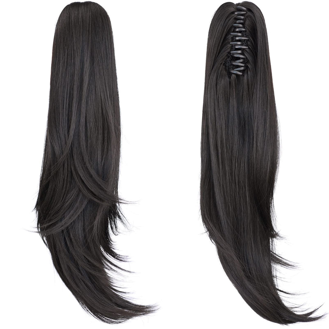ShulaSHOP Ponytail Extension,20" Clip Hair Extensions Ponytail Curly claw hair Ponytail Extension Natural Looking Synthetic Hairpiece for Women Natural Black