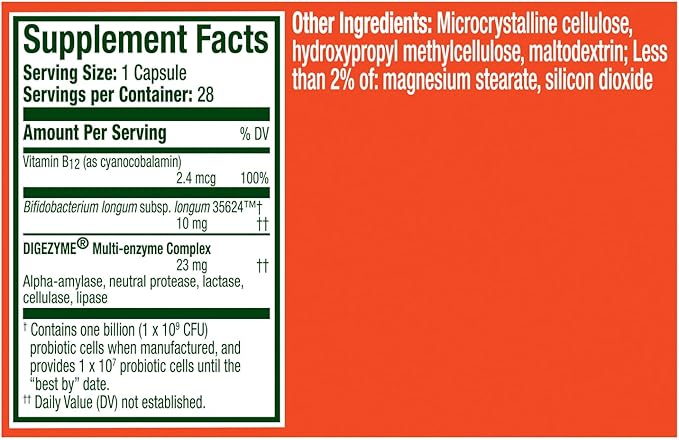 Align Probiotic Bloating Relief + Food Digestion, Probiotics for Women and Men, Promotes Digestive Health and Helps Support the Metabolism of Food*, 28 Capsules (Packaging May Vary)