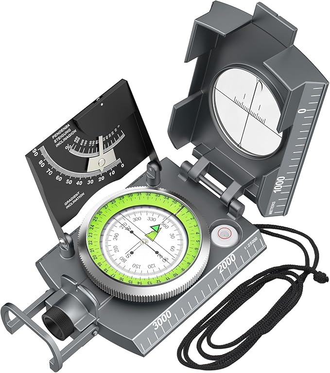 Proster IP65 Compass Hiking Survival - Lensatic Sighting Compass for Camping Navigation, Compass with Clinometer & Carry Bag for Camping Hunting Hiking Geology Activities