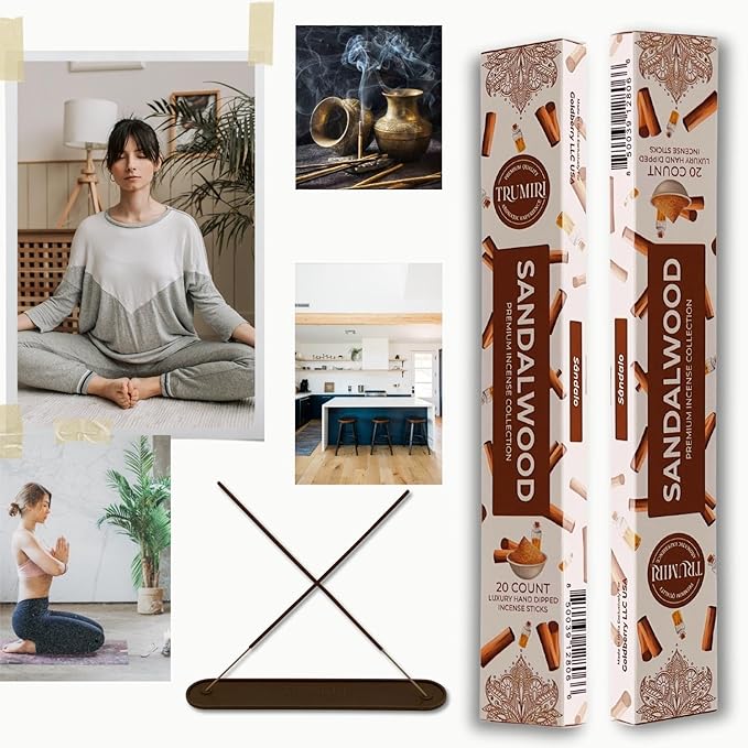 Sandalwood Incense Sticks - Incienso de Sándalo - Total 40 Insence-Sticks - Dual Pack of 20 Insense - Inciensos - Inscents - Natural Non Toxic Ingredients - Incents - Incence - Inscense - Insents