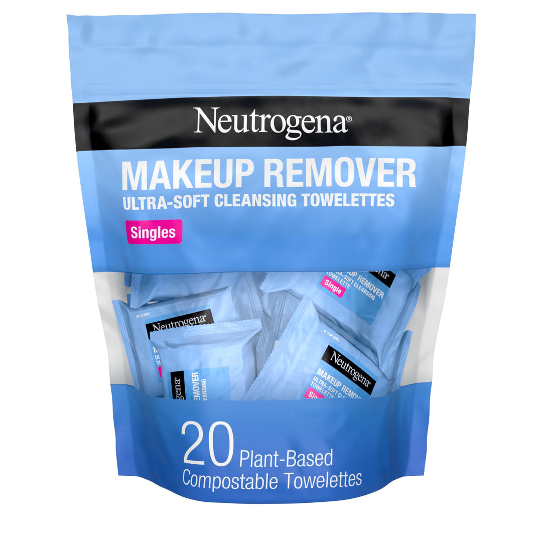 Neutrogena Makeup Remover Facial Cleansing Towelette Singles, Daily Face Wipes Remove Dirt, Oil, Makeup & Waterproof Mascara, Ge