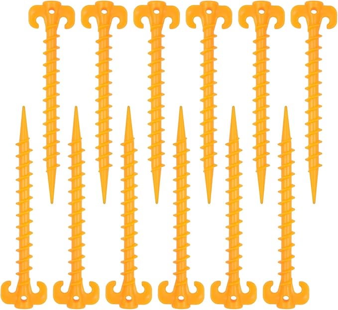 AYAMAYA 8/12/16 PCS Spiral Tent Stakes, 8 Inch Screw in Sand Stakes, Easy Installation Camping Ground Stakes, Tent Spikes with Storage Bag for Beach Garden Yard Canopy Tarp Rainfly Tent Accessories