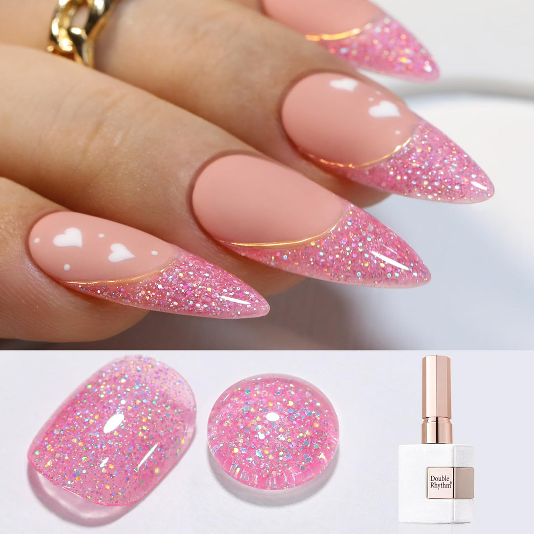 Double Rhythm 15ML Glitter Gel Polish Shimmer Reflective Holographic Color Magnetic for Nail Art Salon DIY at Home (B1143)