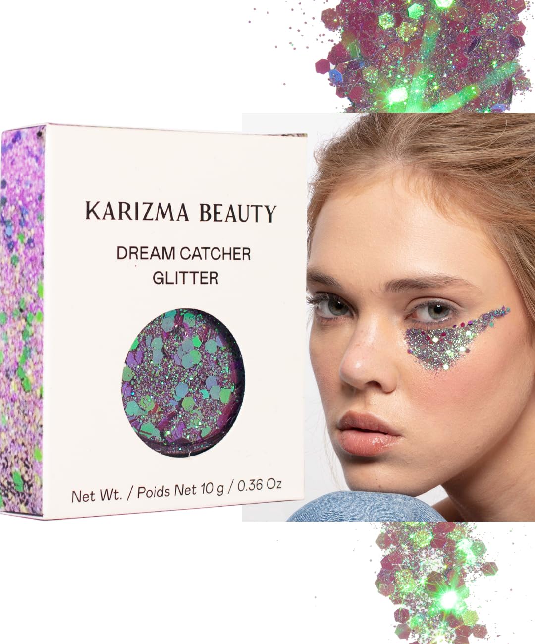 KARIZMA Dream Catcher Body Glitter. 10g Chunky Face Glitter, Hair Glitter, Eye Glitter and Body Glitter for Women. Rave Glitter, Festival Accessories, Cosmetic Glitter Makeup. Loose Glitter Set