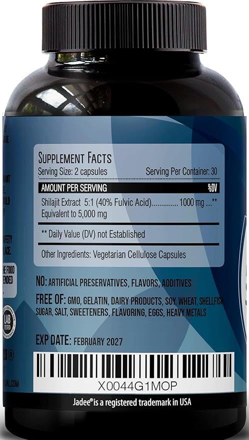 5000mg Pure Himalayan Shilajit Capsules for Men & Women - Increases Energy, Stamina, Vitality & Performance - Supports Immune System, Memory & Brain Function - 40% Fulvic Acid + 85+ Trace Minerals